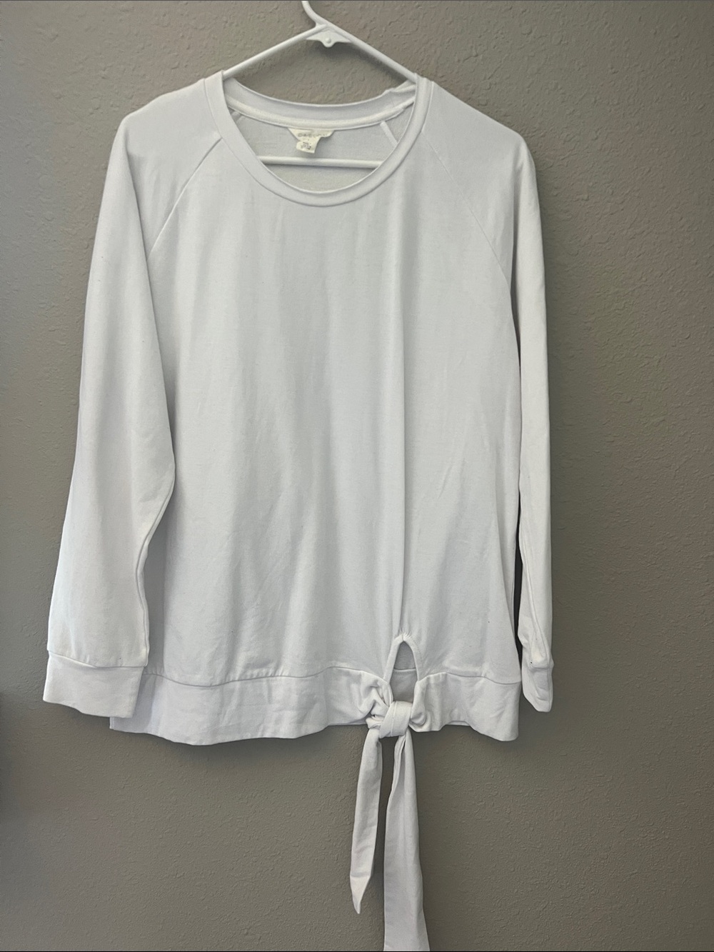 Caslon White Long-Sleeve Tie-Hem Sweatshirt women’s large